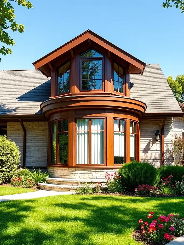 A beautifully designed custom dormer installed on a home, adding both functionality and aesthetic appeal. The image should convey creativity and unique character.